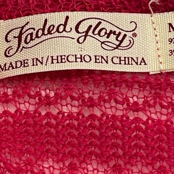 NWT medium Faded Glory pink waterfall open tie front shrug cardigan sweater - Picture 9 of 11